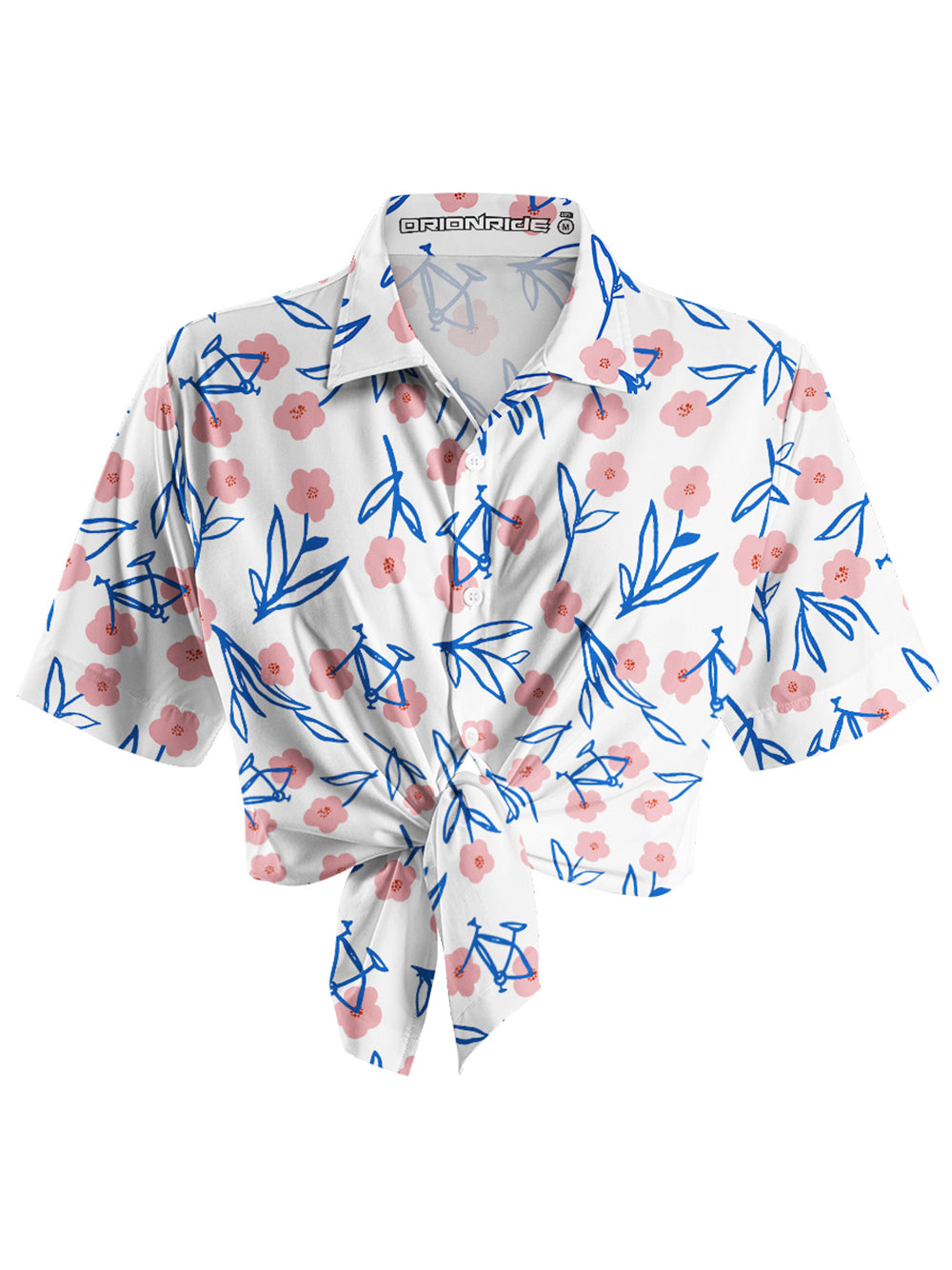 Orionride Pink Flower Bicycle Zipper Pockets Ultra Lightweight Short Sleeves Women's Gravel Shirt