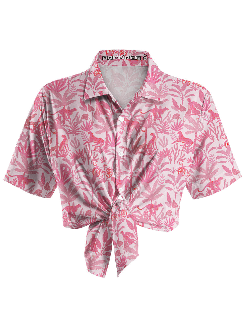 Orionride Jungle Leopard Zipper Pockets Ultra Lightweight Short Sleeves Women's Gravel Shirt