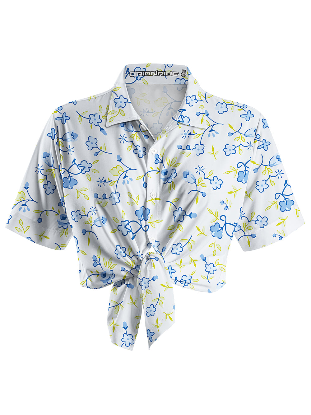 Orionride Blue Flower Bicycle Zipper Pockets Ultra Lightweight Short Sleeves Women's Gravel Shirt