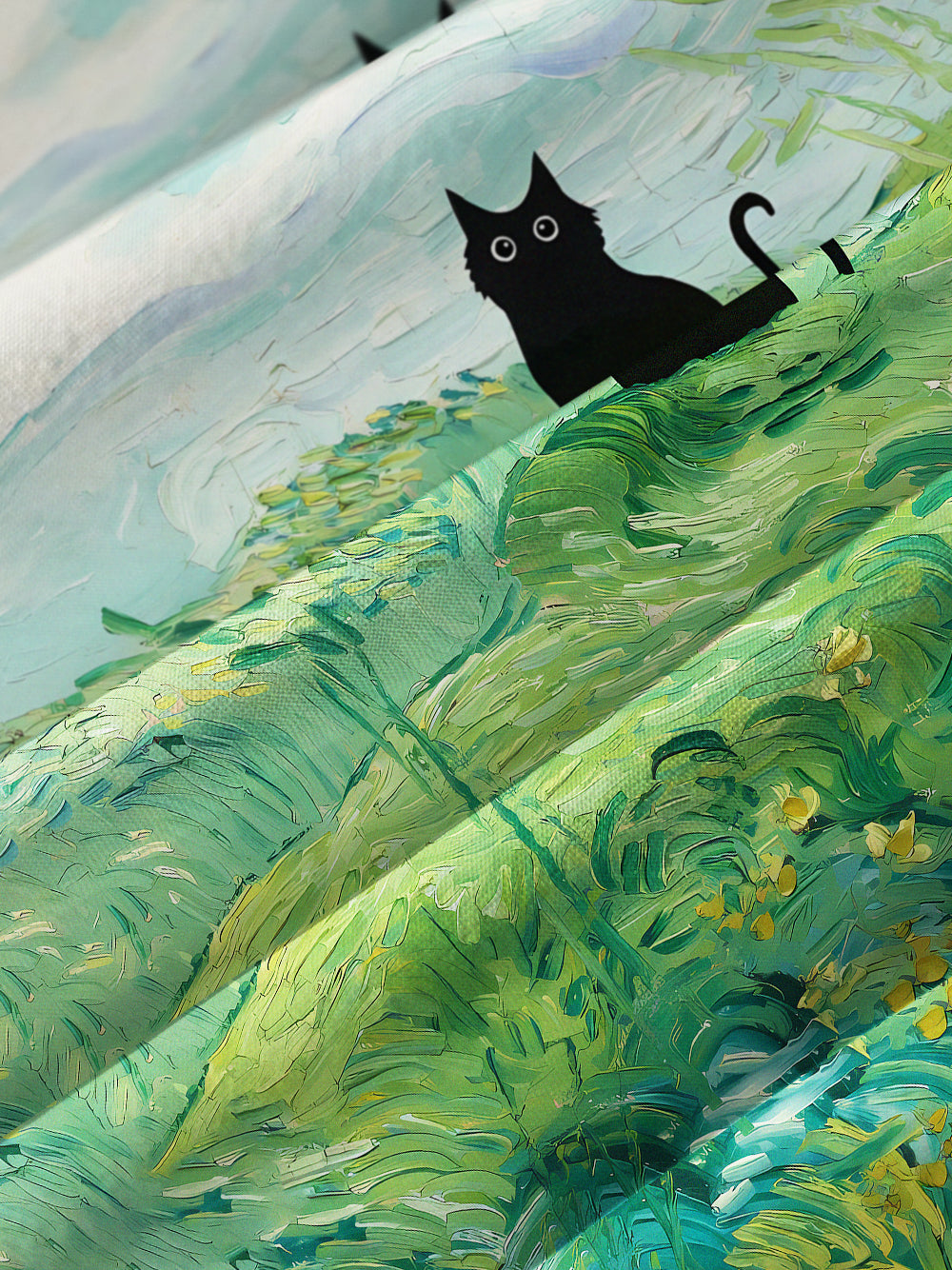 Orionride Oil Painting Black Cat Zipper Pockets Ultra Lightweight Short Sleeves Women's Gravel Shirt