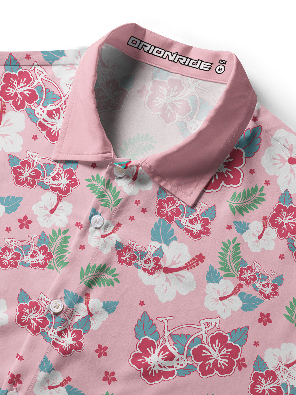 Orionride Hibiscus Bicycle Zipper Pockets Ultra Lightweight Short Sleeves Women's Gravel Shirt