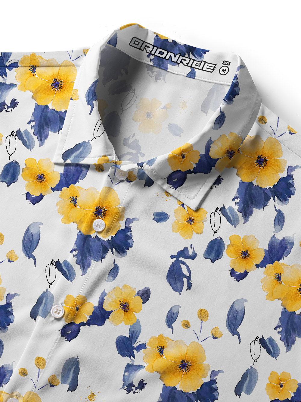 Orionride Ink Hibiscus Flower Zipper Pockets Ultra Lightweight Short Sleeves Women's Gravel Shirt
