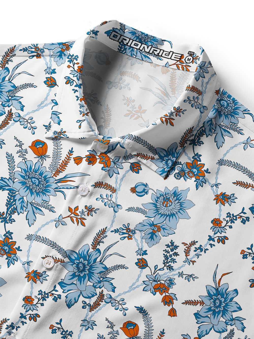 Orionride Blue Chain Flower Zipper Pockets Ultra Lightweight Short Sleeves Women's Gravel Shirt