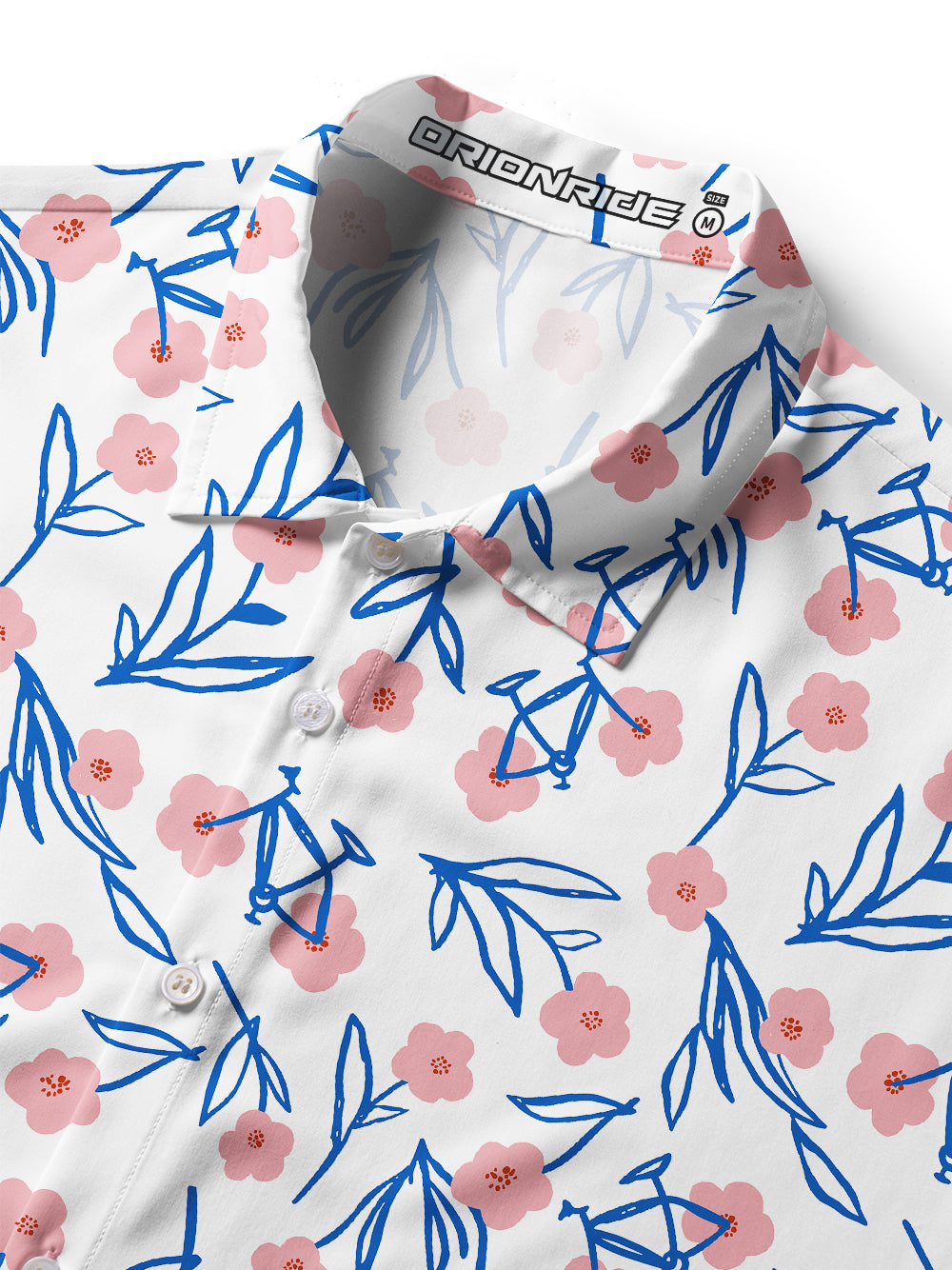 Orionride Pink Flower Bicycle Zipper Pockets Ultra Lightweight Short Sleeves Women's Gravel Shirt