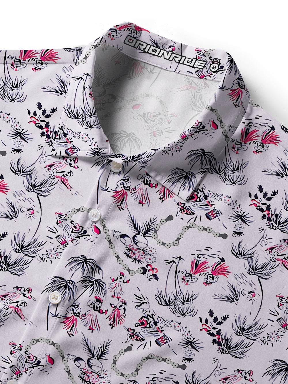 Orionride Chain And Flowers Zipper Pockets Ultra Lightweight Short Sleeves Women's Gravel Shirt