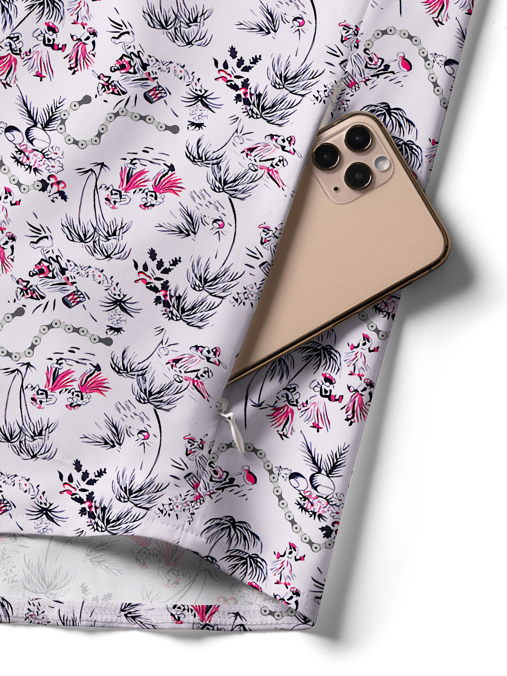 Orionride Chain And Flowers Zipper Pockets Ultra Lightweight Short Sleeves Women's Gravel Shirt