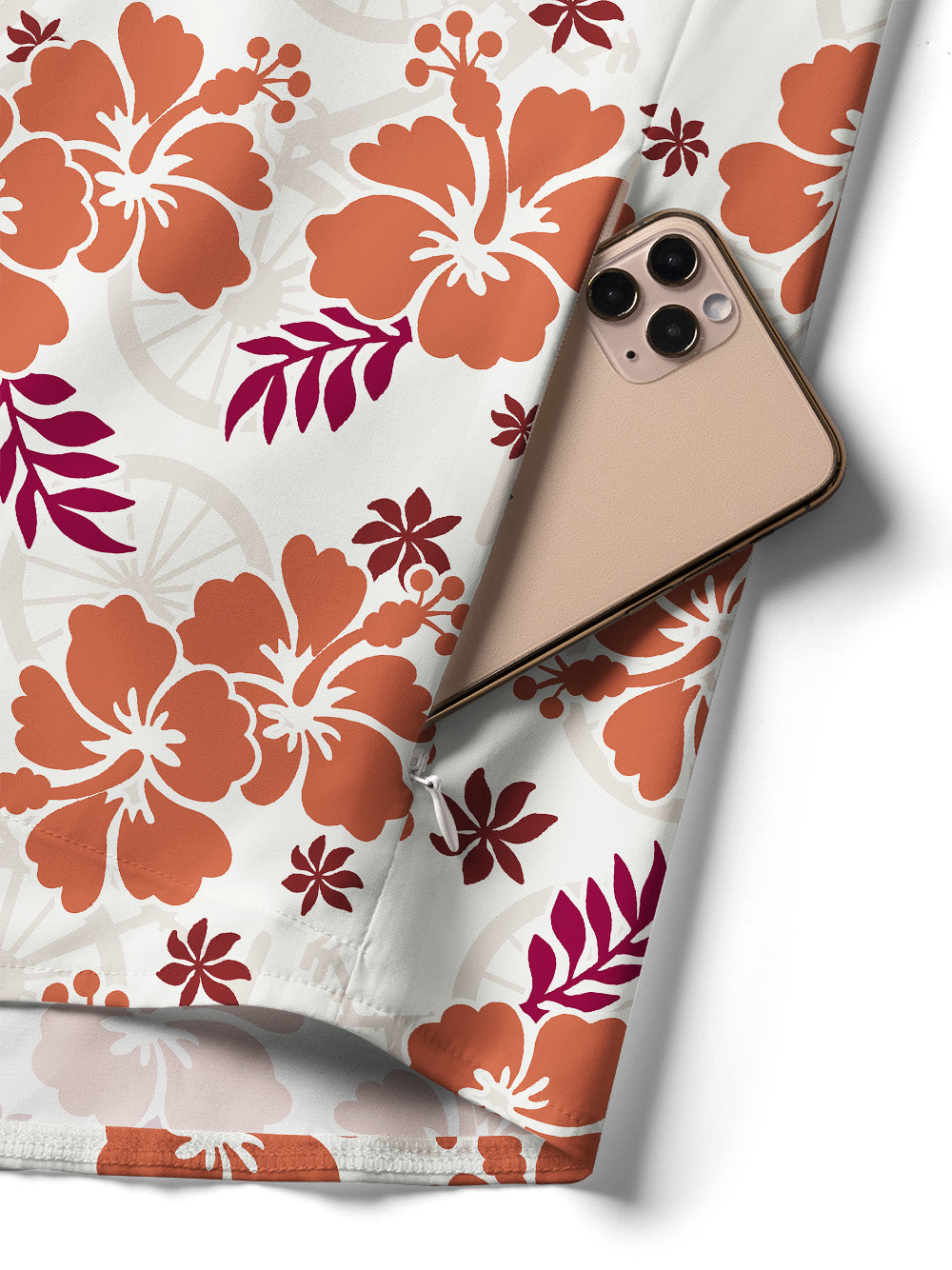 Orionride Hibiscus Flowers Zipper Pockets Ultra Lightweight Short Sleeves Women's Gravel Shirt