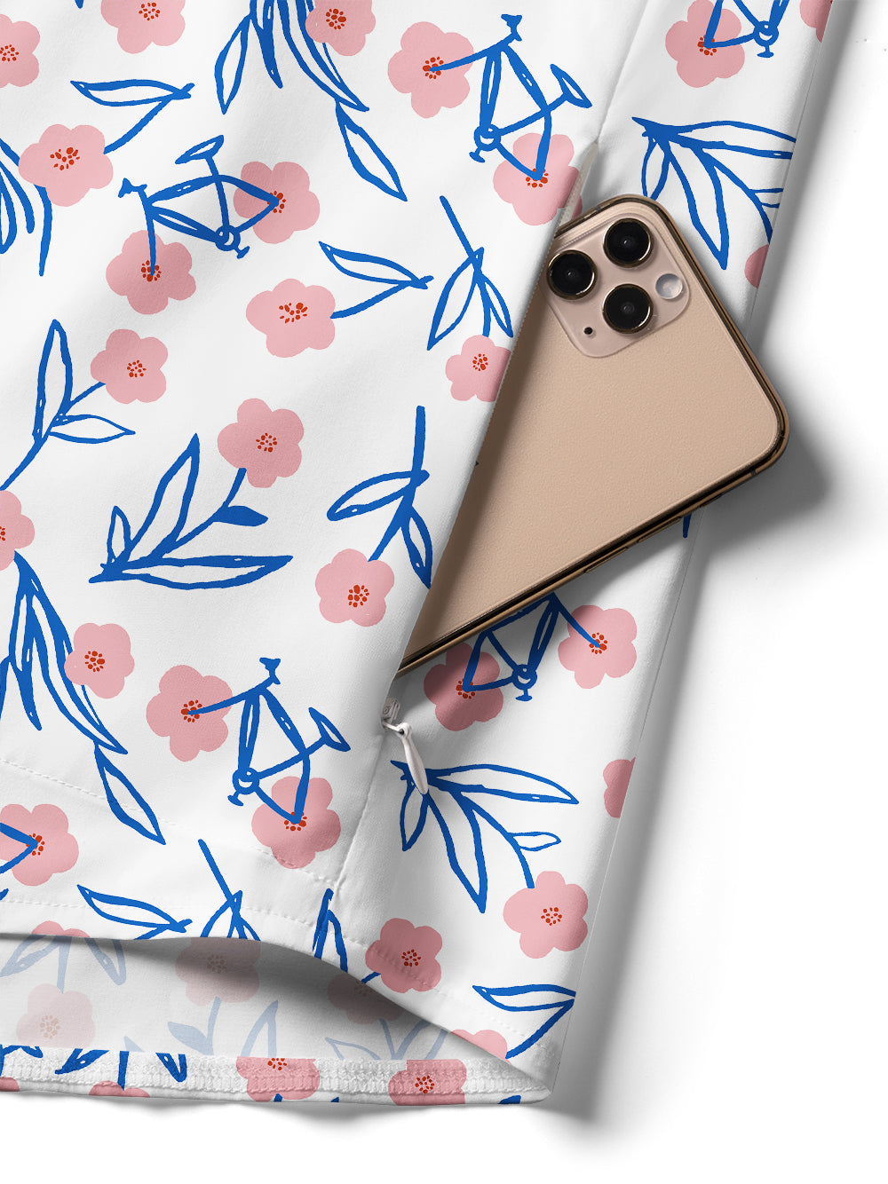 Orionride Pink Flower Bicycle Zipper Pockets Ultra Lightweight Short Sleeves Women's Gravel Shirt