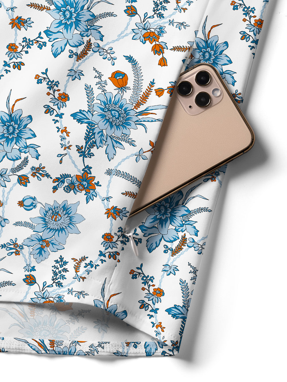 Orionride Blue Chain Flower Zipper Pockets Ultra Lightweight Short Sleeves Women's Gravel Shirt