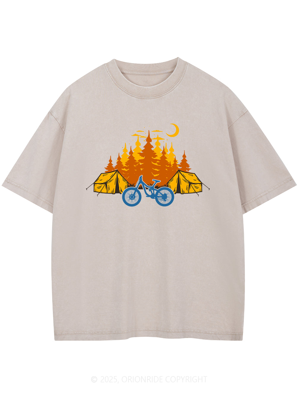 Orionride Camping Short Sleeves Bike Washed T-Shirt