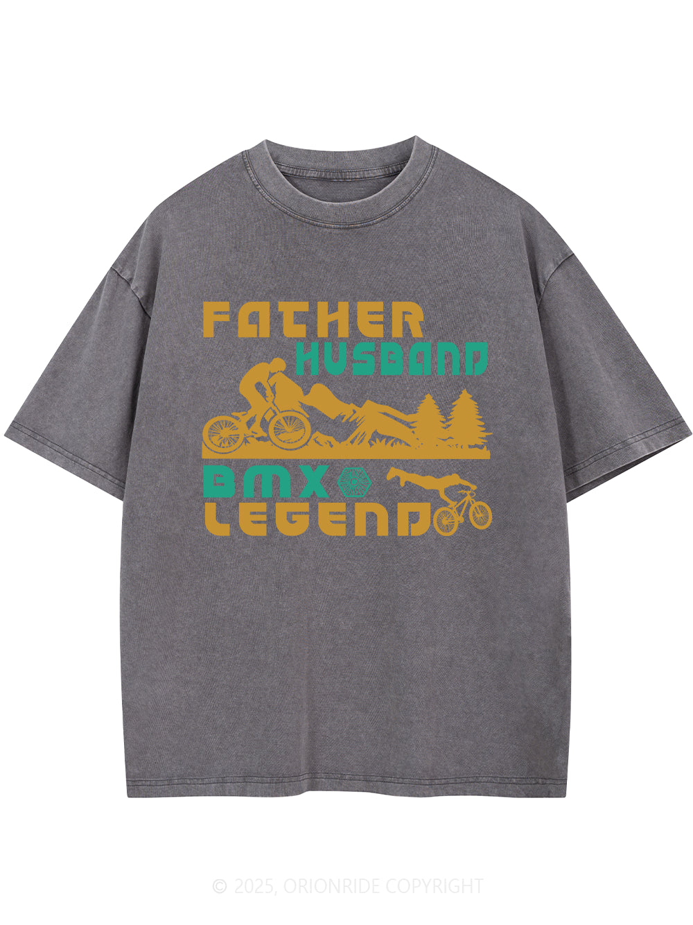 Orionride Father Role Short Sleeves Bike Washed T-Shirt