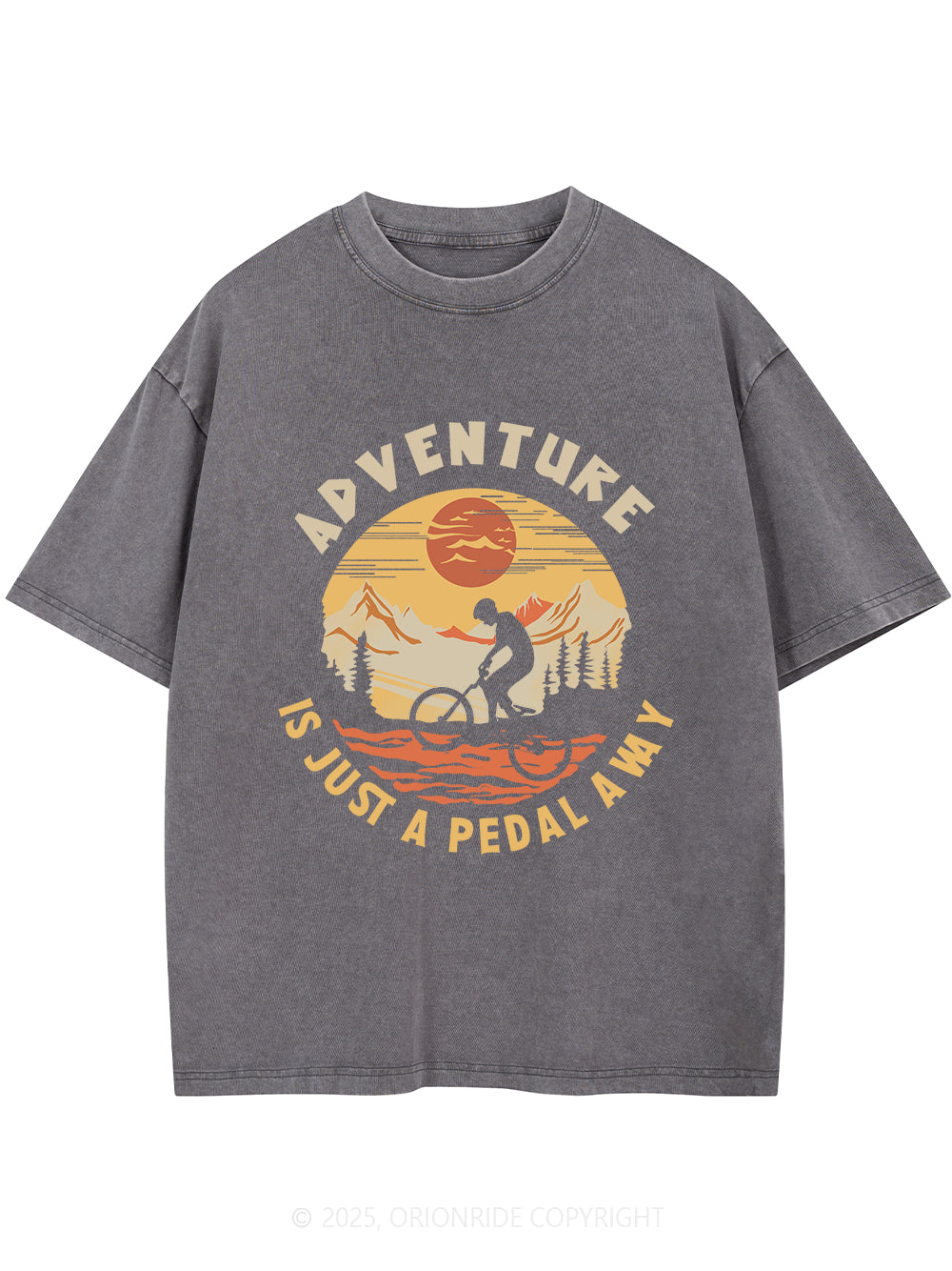 Orionride Sunset Ride Short Sleeves Bike Washed T-Shirt