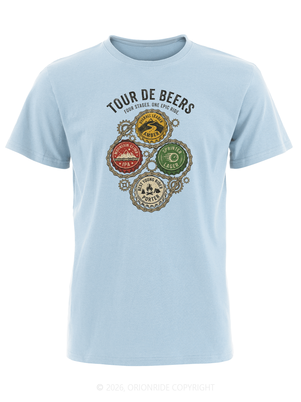 Orionride Colorful Beer Caps Short Sleeves Bike T-Shirt