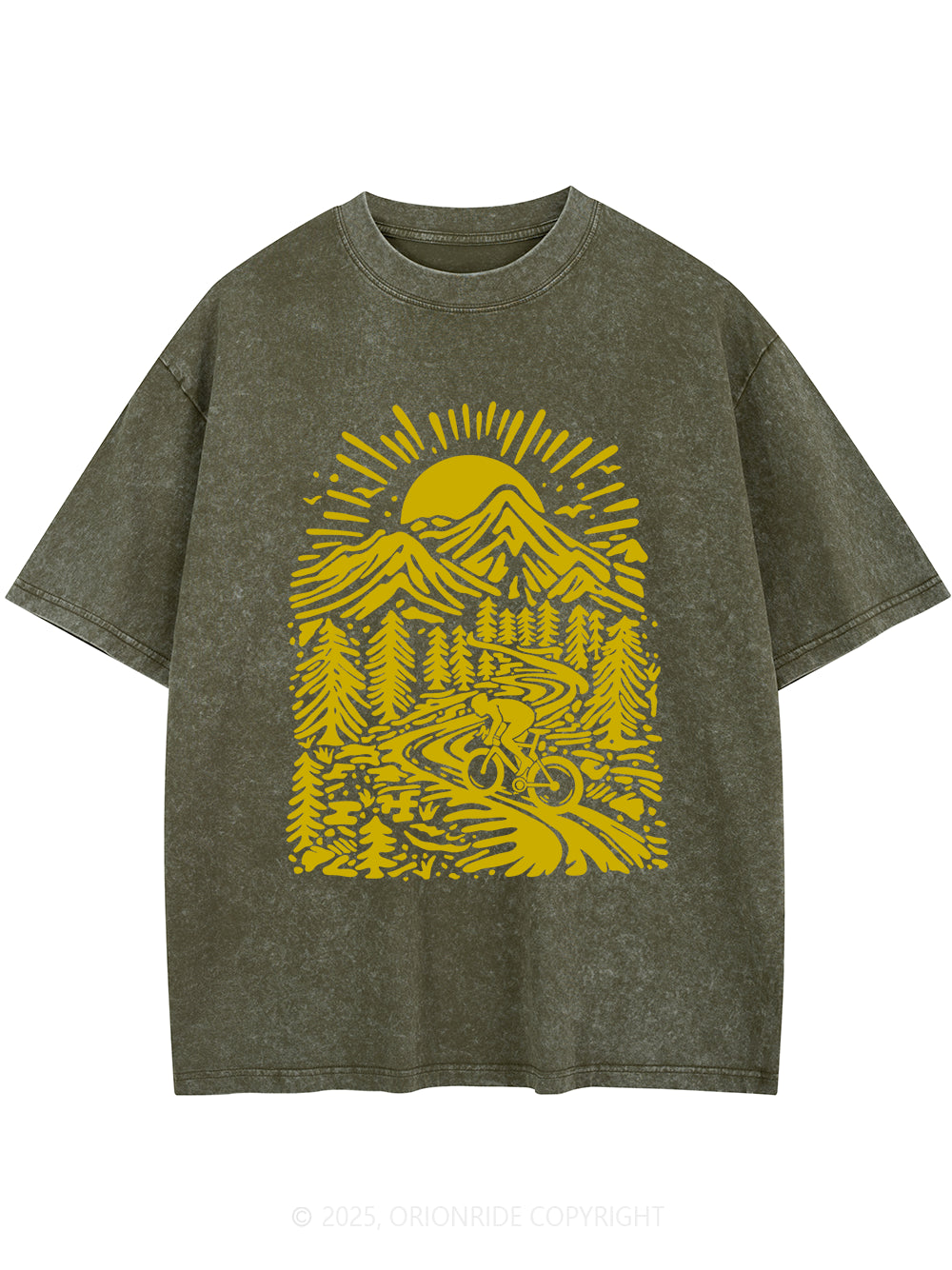 Orionride Sunrise In The Mountain Short Sleeves Bike Washed T-Shirt