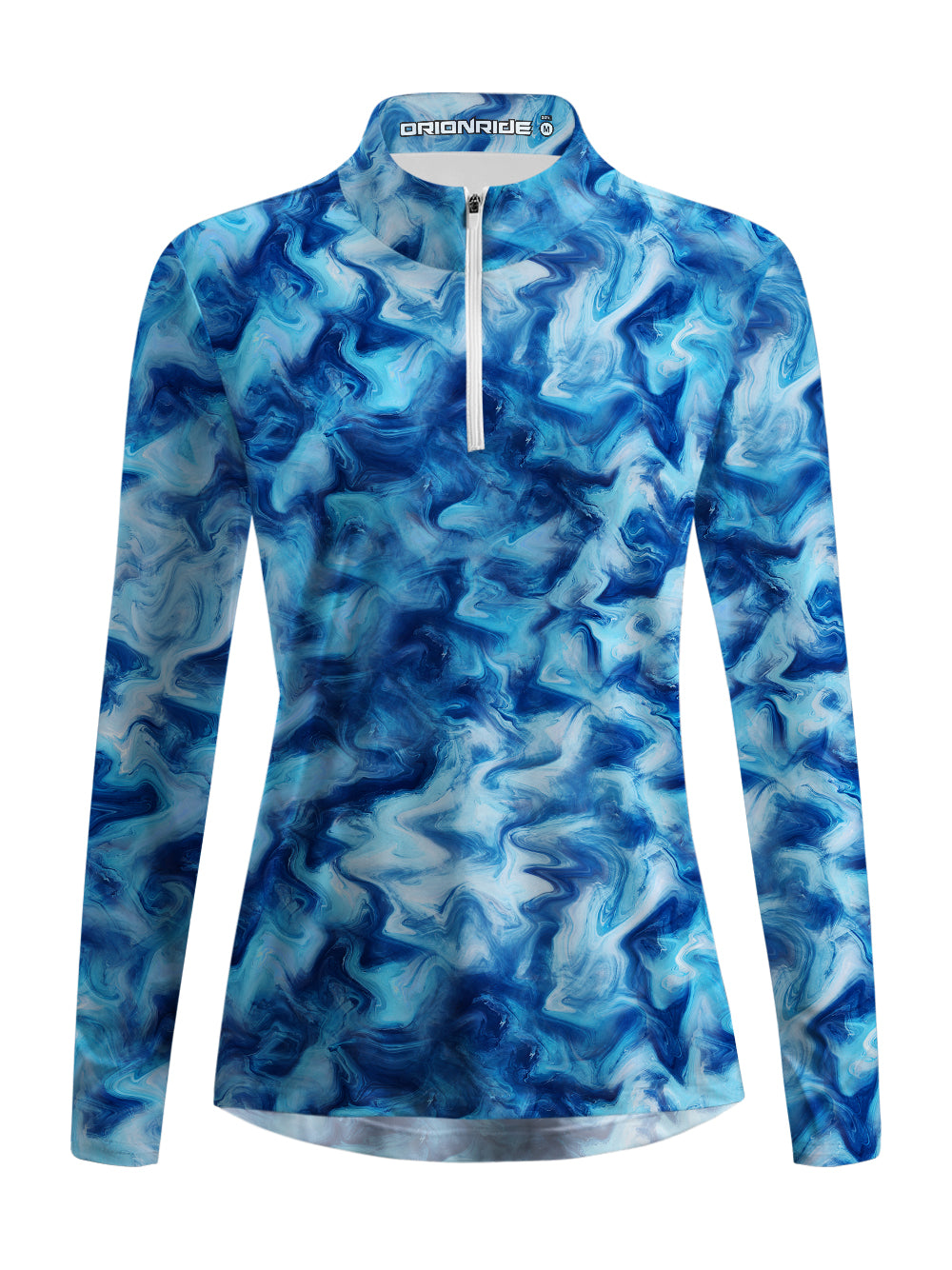 Orionride Blue Water Ripples Women's Quarter Zipper Long Sleeve Jersey