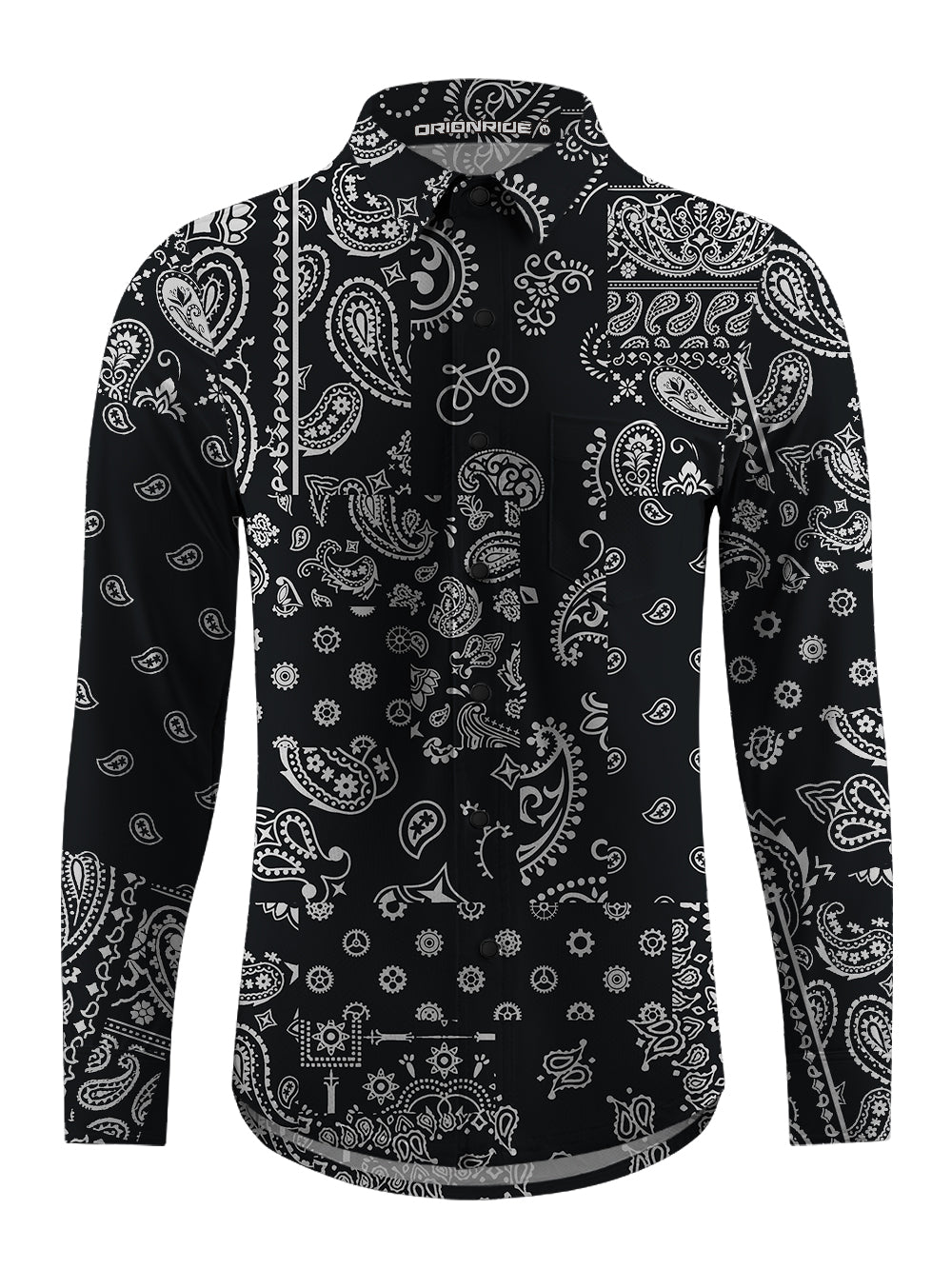 Orionride Gear Cashew Flower Men's Stretchy Breathable Long Sleeve Gravel Shirt