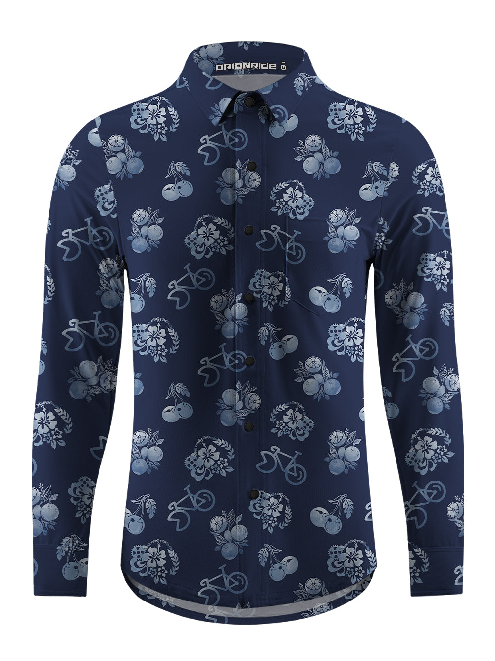 Orionride Sweet Orange Men's Stretchy Breathable Long Sleeve Gravel Shirt