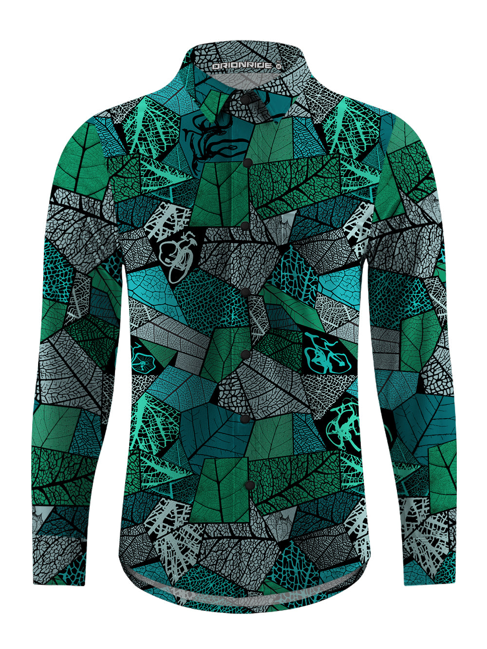 Orionride Leaf Stitching Bicycle Men's Stretchy Breathable Long Sleeve Gravel Shirt
