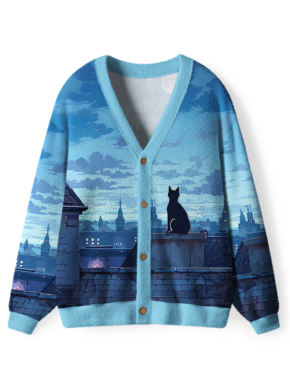 Orionride Black Cat Men's Cardigan Knit Sweaters