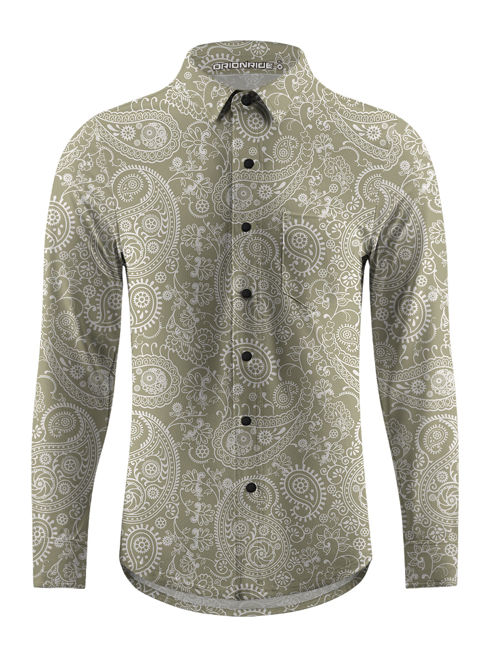 Orionride Wonderful Cashew Flower Men's Stretchy Breathable Long Sleeve Gravel Shirt