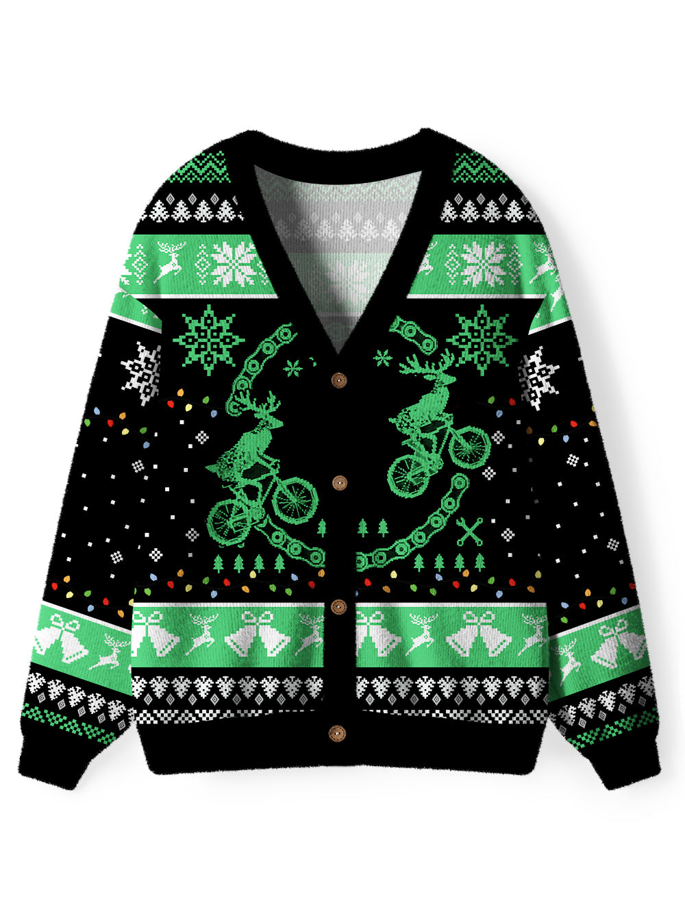 Orionride Reindeer Riding Men's Cardigan Knit Sweaters