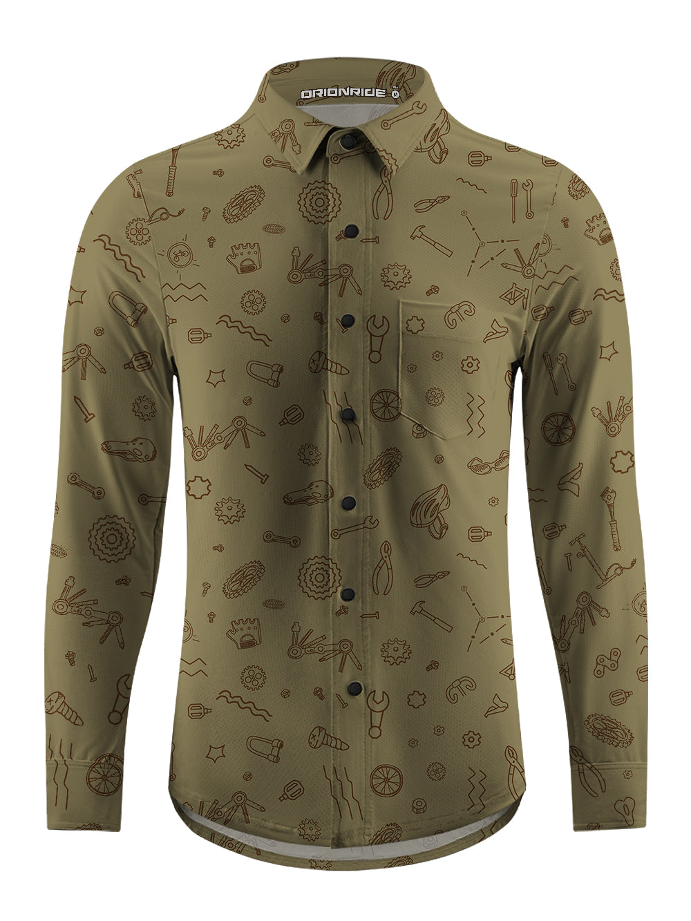 Orionride Scattered Parts Men's Stretchy Breathable Long Sleeve Gravel Shirt