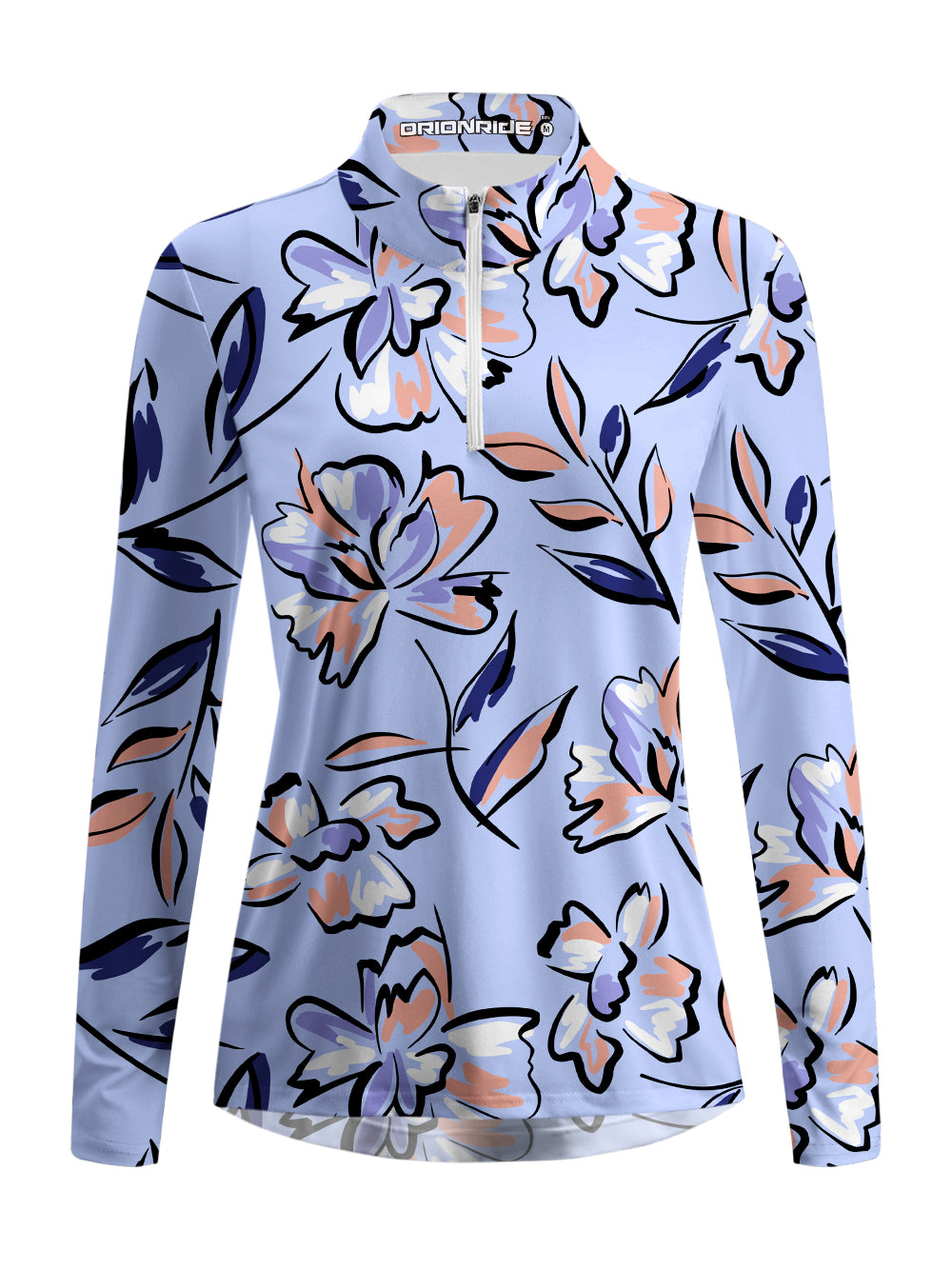 Orionride Lilac Floral Women's Quarter Zipper Long Sleeve Jersey