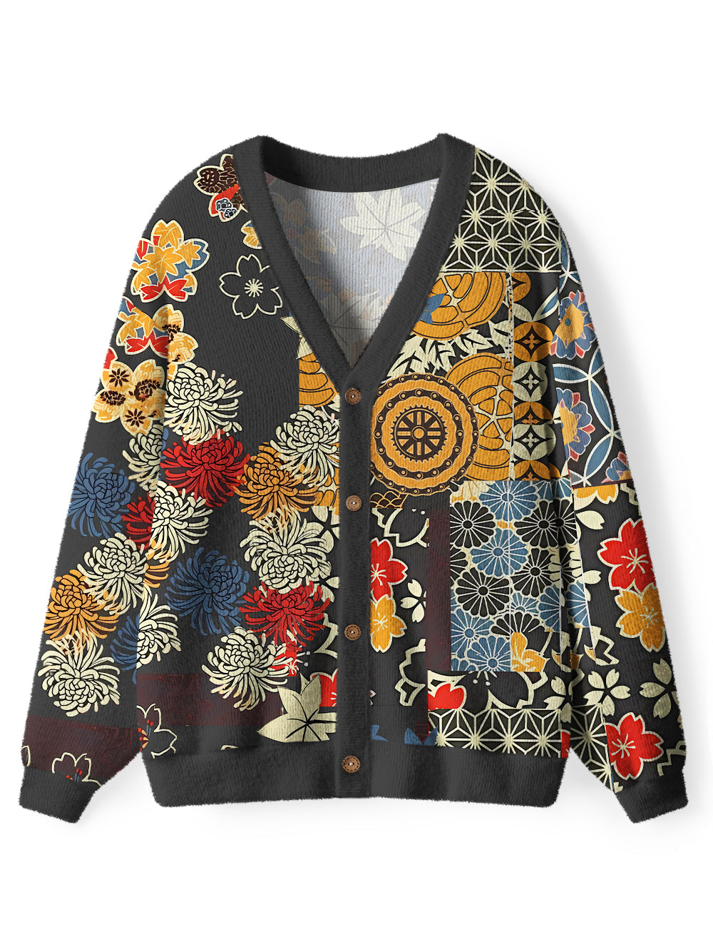 Orionride Unique Gear Flower Men's Cardigan Knit Sweaters