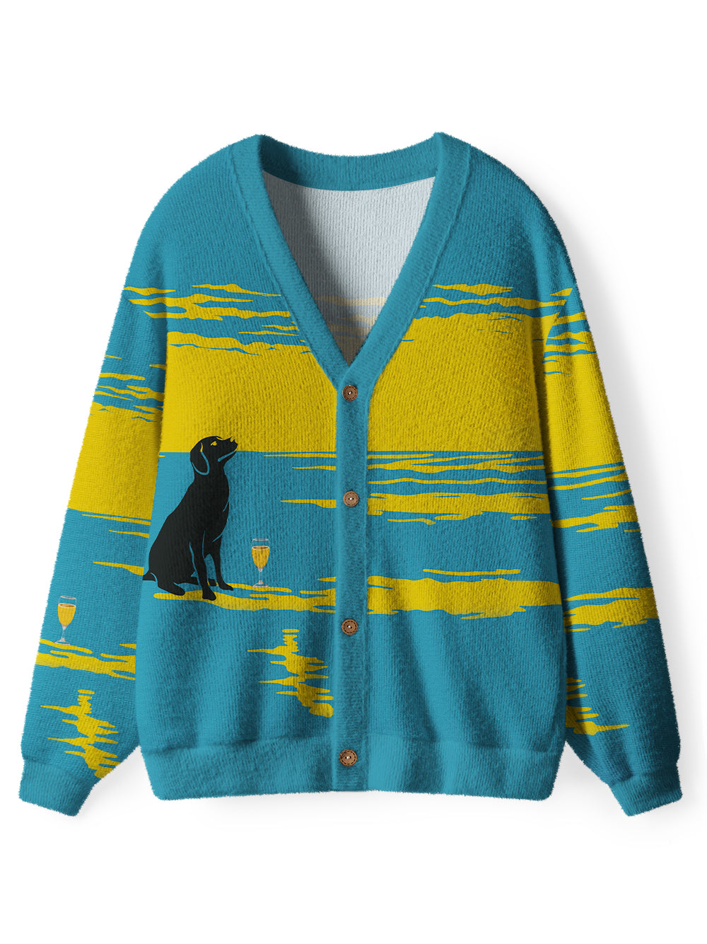 Orionride Labrador On The Beach Men's Cardigan Knit Sweaters