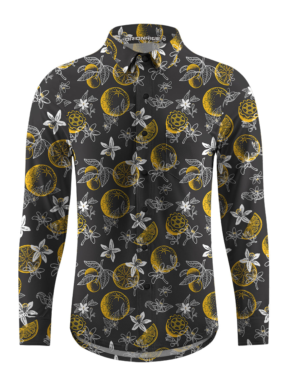 Orionride Fresh Oranges Men's Stretchy Breathable Long Sleeve Gravel Shirt