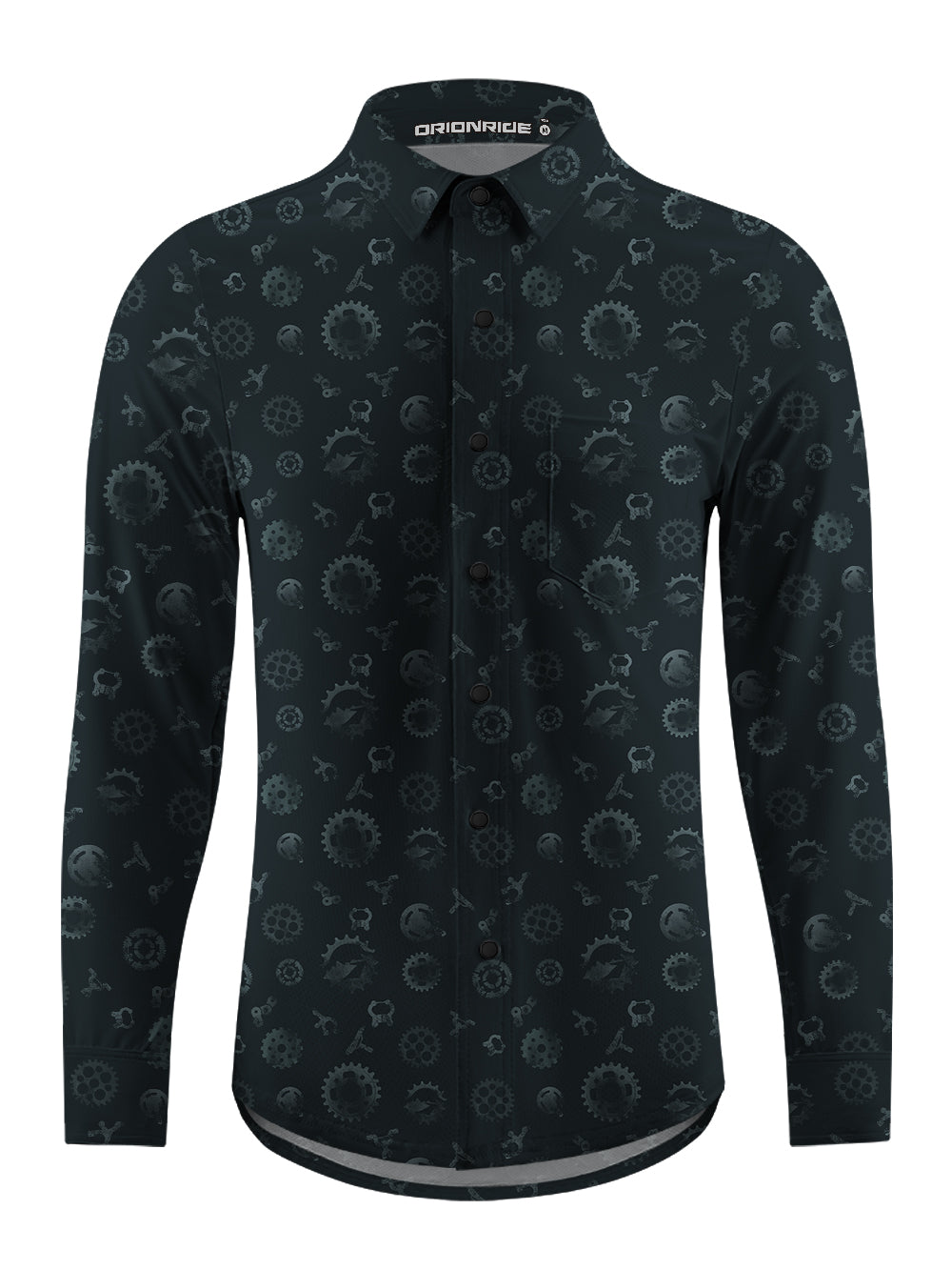 Orionride Ink Painting Parts Men's Stretchy Breathable Long Sleeve Gravel Shirt