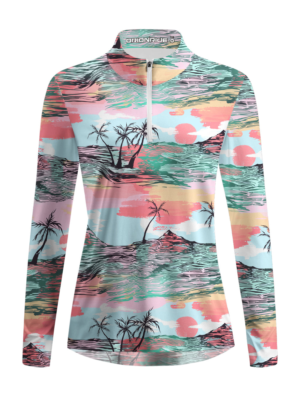 Orionride Sunset Over The Island Women's Quarter Zipper Long Sleeve Jersey