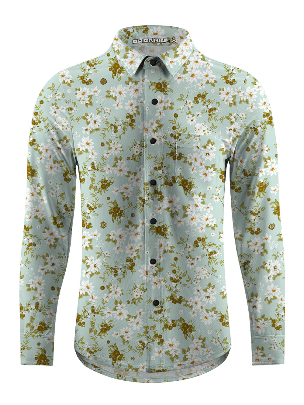 Orionride Blooming Flowers Men's Stretchy Breathable Long Sleeve Gravel Shirt