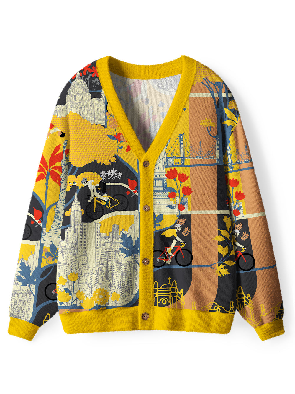 Orionride Cycling Scenery Men's Cardigan Knit Sweaters