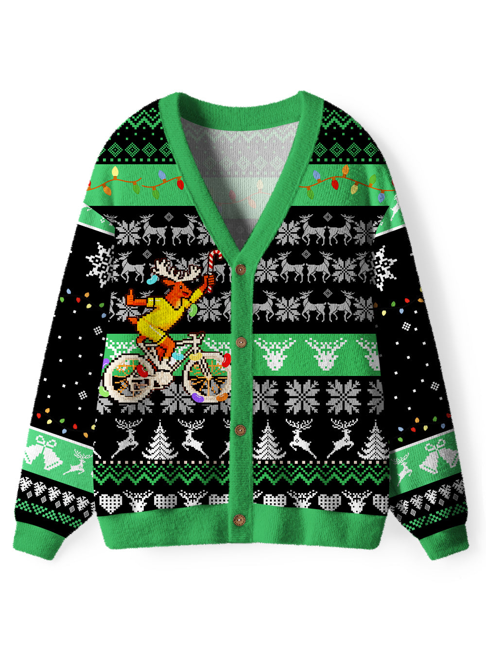 Orionride Happy Reindeer Men's Cardigan Knit Sweaters