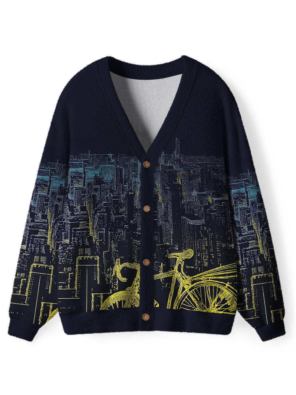 Orionride City Night View Men's Cardigan Knit Sweaters
