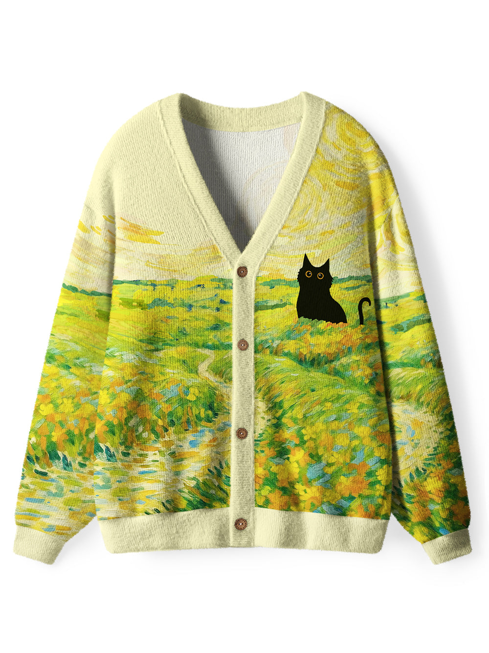 Orionride Cat Hiding Women's Cardigan Knit Sweaters