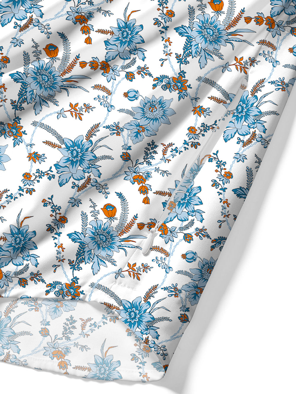 Orionride Blue Chain Flower Zipper Pockets Ultra Lightweight Short Sleeves Gravel Shirt