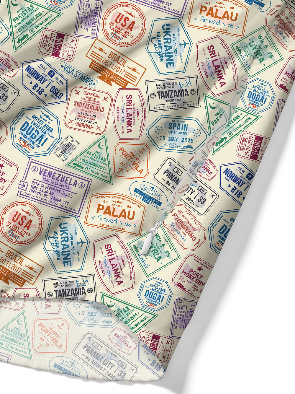 Orionride Colorful Passport Zipper Pockets Ultra Lightweight Short Sleeves Gravel Shirt