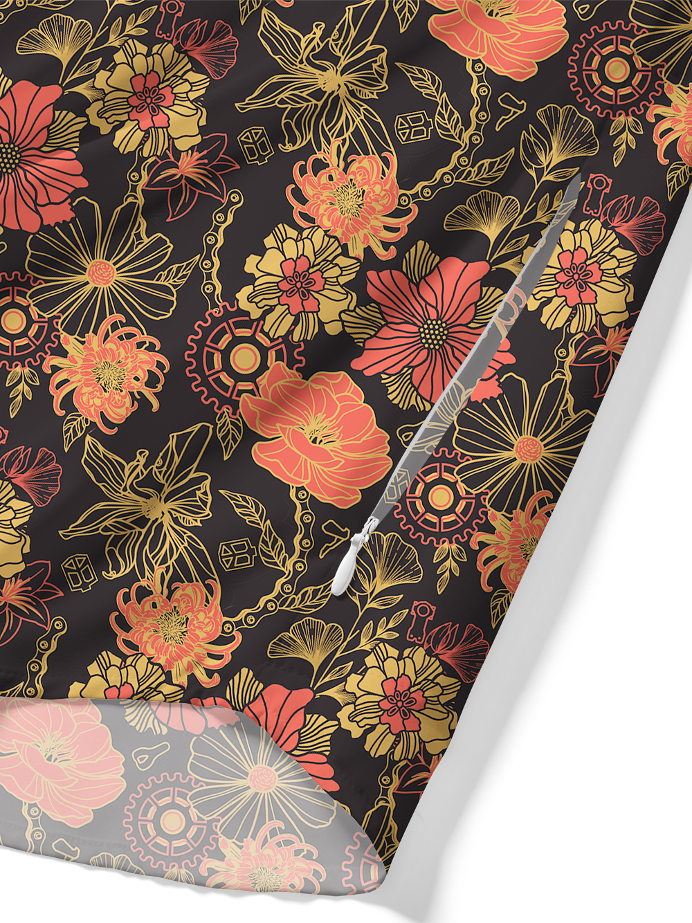 Orionride Vibrant Gear-Shaped Flowers Zipper Pockets Ultra Lightweight Short Sleeves Gravel Shirt