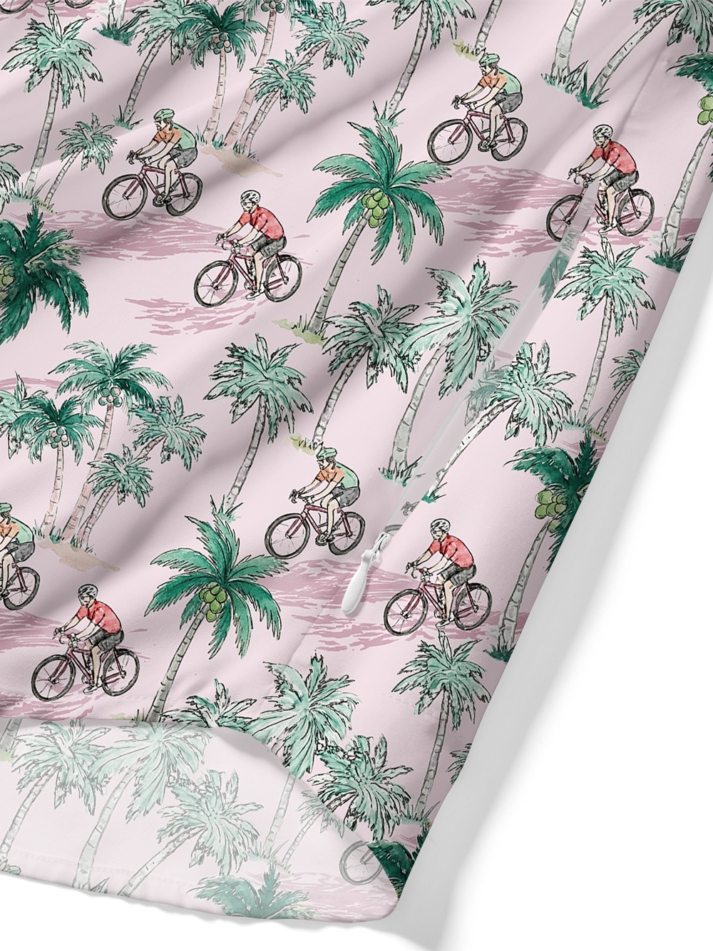 Orionride Pink Coconut Tree Zipper Pockets Ultra Lightweight Short Sleeves Gravel Shirt