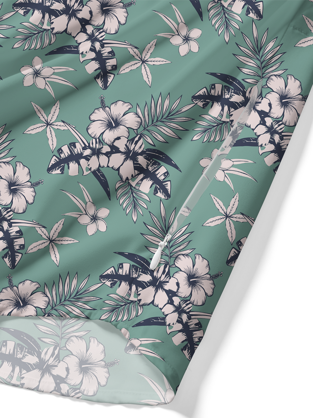 Orionride Hibiscus Palm Zipper Pockets Ultra Lightweight Short Sleeves Gravel Shirt
