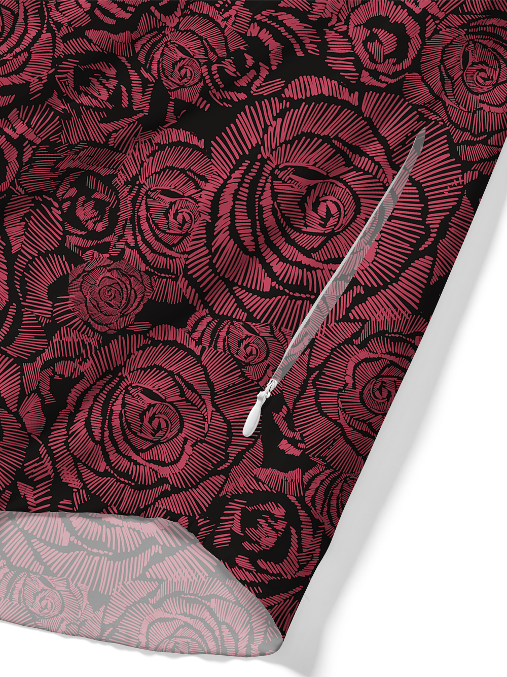 Orionride Rose Outline Zipper Pockets Ultra Lightweight Short Sleeves Gravel Shirt