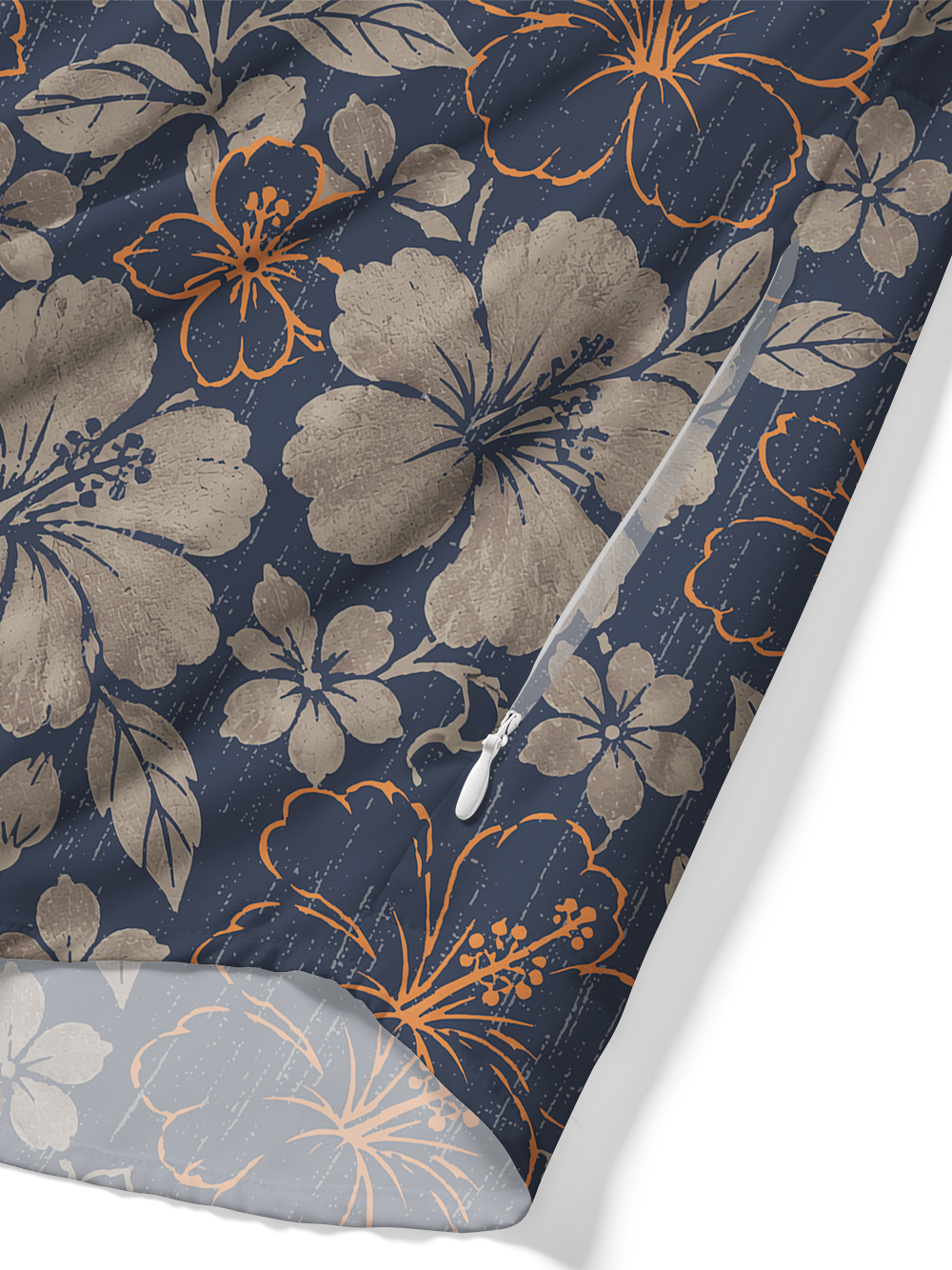 Orionride Muted Hibiscus Pattern Zipper Pockets Ultra Lightweight Short Sleeves Gravel Shirt