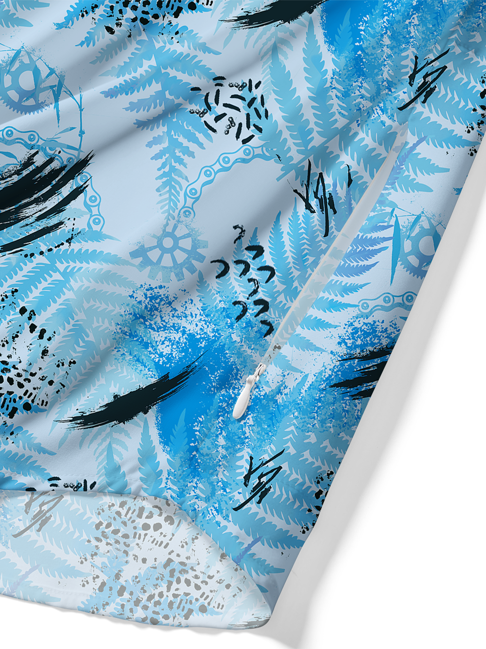 Orionride Blue Palm Leaves Zipper Pockets Ultra Lightweight Short Sleeves Gravel Shirt