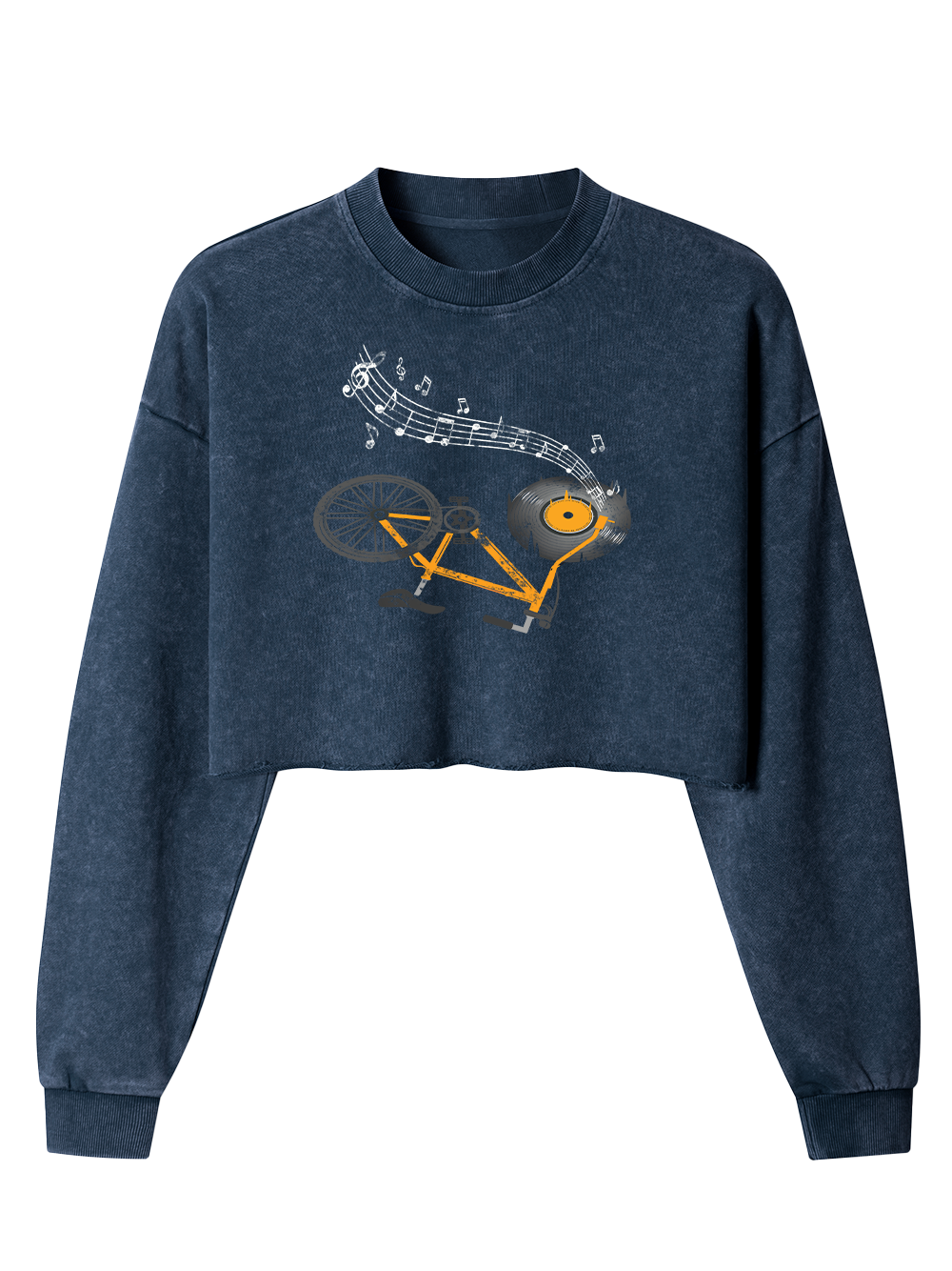 Orionride Record Bicycle Women's Washed Crop Sweatshirt