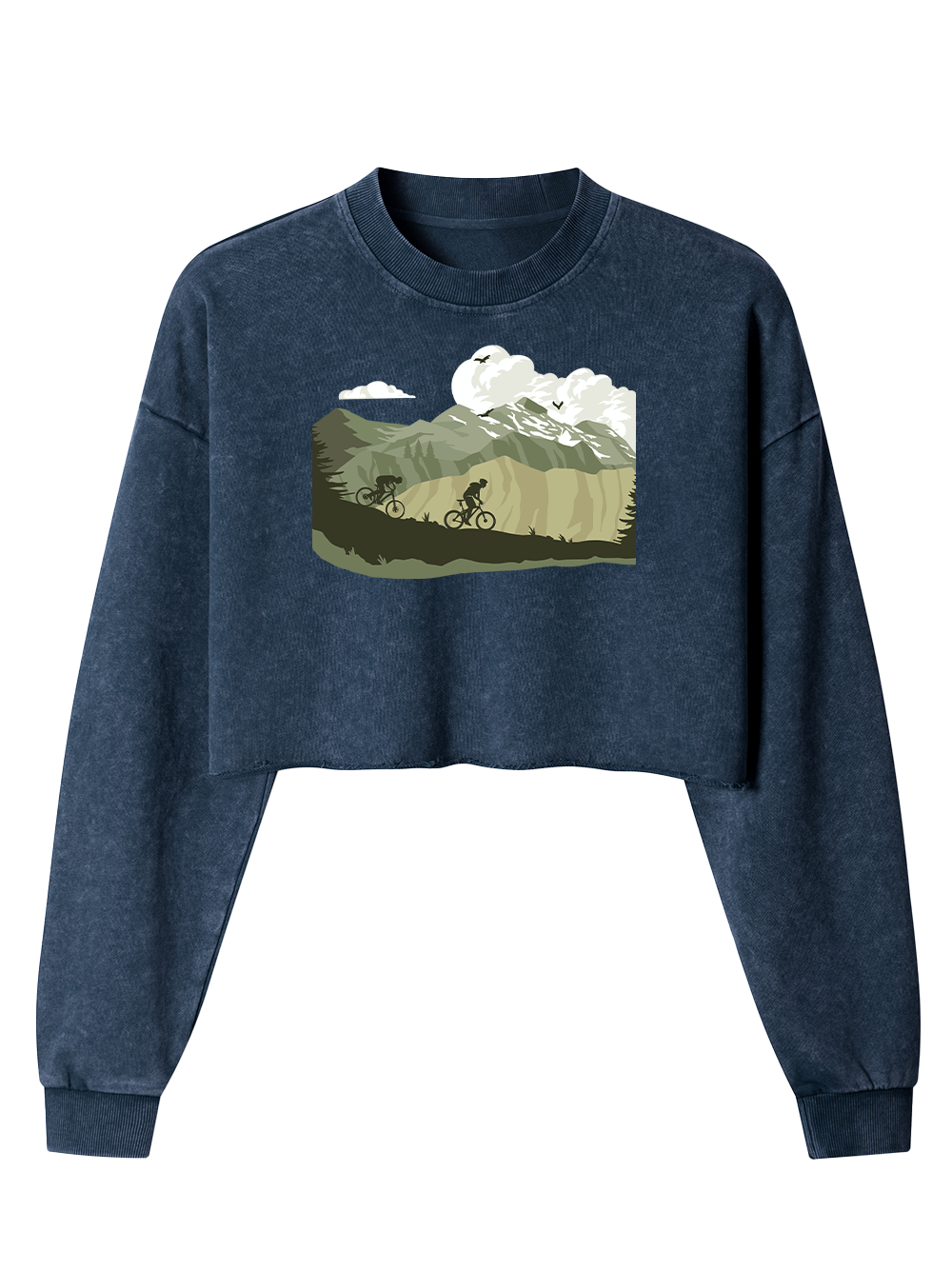 Orionride Mountain Racing Women's Washed Crop Sweatshirt