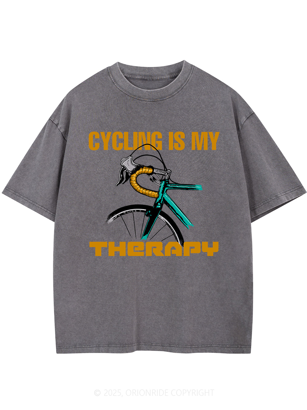 Orionride Cycling Is My Therapy Short Sleeves Bike Washed T-Shirt