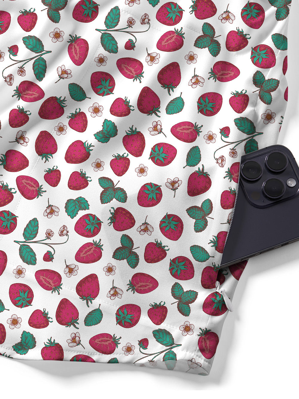 Orionride Strawberry Diary Zipper Pockets Ultra Lightweight Short Sleeves Gravel Shirt