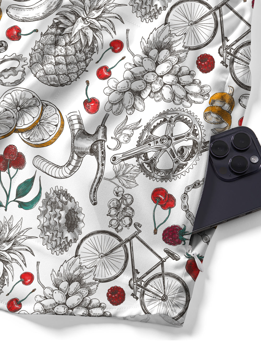 Orionride Short Sleeves Fruit Sketch Zipper Pockets Ultra Lightweight Gravel Shirt